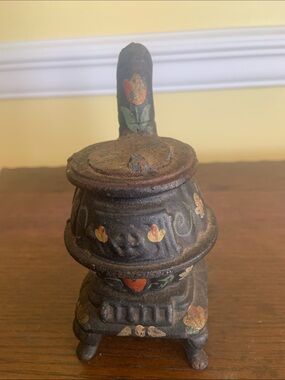 Hand-Painted Mini 5” Cast Iron Pot Belly Stove